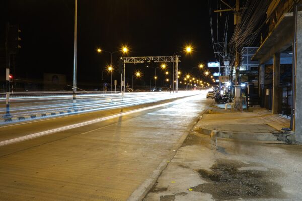 night road headlights